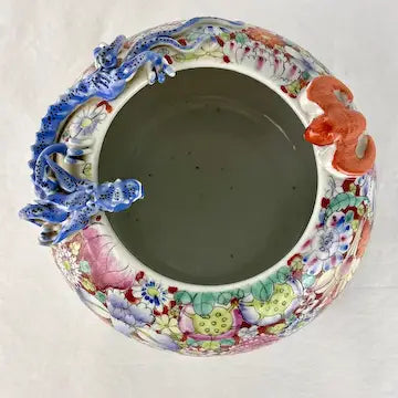 Antique Chinese Porcelain Mille Fleur Brush Pot