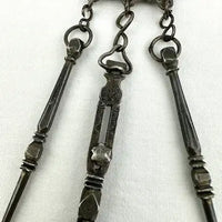 Antique Chinese Silver Opium Chatelaine with Monkey Butterflies and Elephants