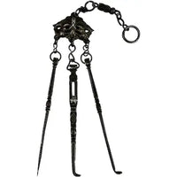 Antique Chinese Silver Opium Chatelaine with Monkey Butterflies and Elephants
