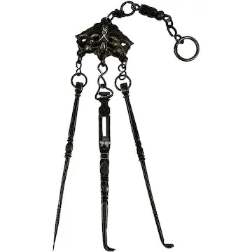 Antique Chinese Silver Opium Chatelaine with Monkey Butterflies and Elephants
