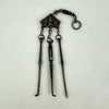 Antique Chinese Silver Opium Chatelaine with Monkey Butterflies and Elephants