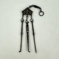 Antique Chinese Silver Opium Chatelaine with Monkey Butterflies and Elephants