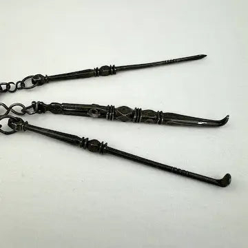 Antique Chinese Silver Opium Chatelaine with Monkey Butterflies and Elephants