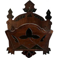 Antique Eastlake Carved Walnut Wall Pocket Letter Holder