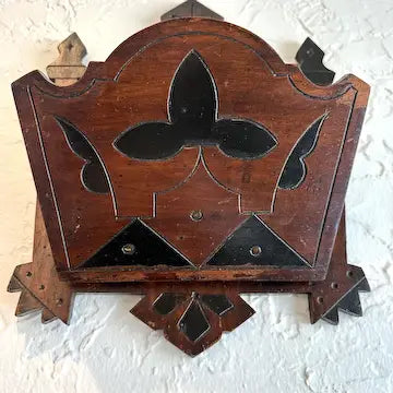 Antique Eastlake Carved Walnut Wall Pocket Letter Holder