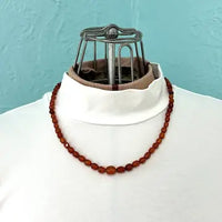 Antique Faceted Baltic Amber Necklace with 14k Gold Clasp