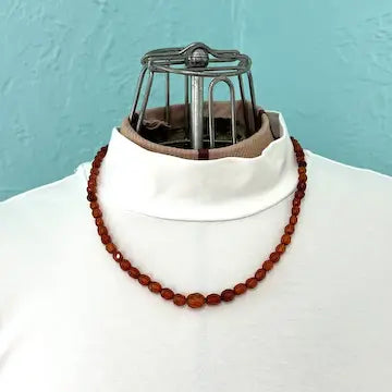 Antique Faceted Baltic Amber Necklace with 14k Gold Clasp