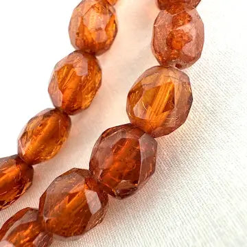 Antique Faceted Baltic Amber Necklace with 14k Gold Clasp