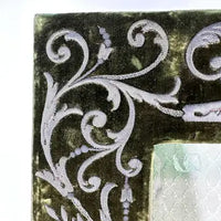 Antique French Embroidered Velvet Picture Frame