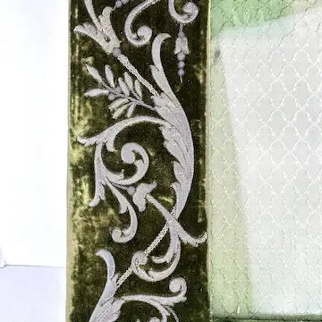 Antique French Embroidered Velvet Picture Frame