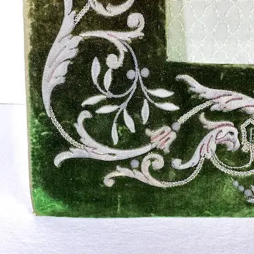 Antique French Embroidered Velvet Picture Frame