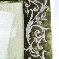 Antique French Embroidered Velvet Picture Frame