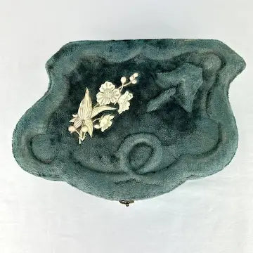 Antique French Velvet Celluloid Sewing Box