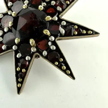 Antique Gold Filled Garnet Star Brooch