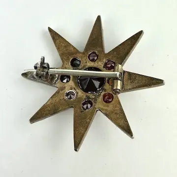 Antique Gold Filled Garnet Star Brooch
