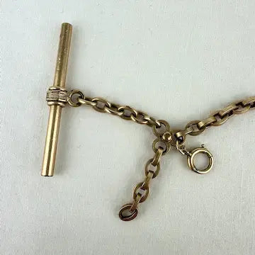 Antique Gold Filled Watch Fob Chain with T Bar