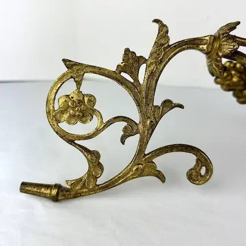 Antique Italian Gilt Floral Sconce with Hand Blown Glass Container