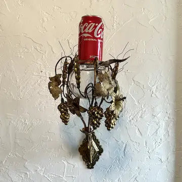 Antique Italian Gilt Floral Sconce with Hand Blown Glass Container