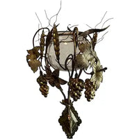 Antique Italian Gilt Floral Sconce with Hand Blown Glass Container