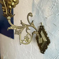Antique Italian Gilt Floral Sconce with Hand Blown Glass Container