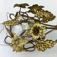 Antique Italian Gilt Floral Sconce with Hand Blown Glass Container
