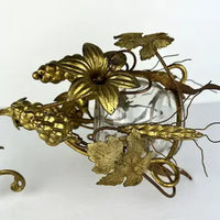 Antique Italian Gilt Floral Sconce with Hand Blown Glass Container