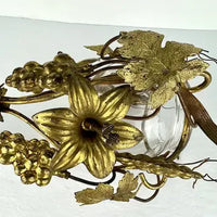 Antique Italian Gilt Floral Sconce with Hand Blown Glass Container