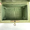 Antique Italian Velvet Sewing or Jewelry Box with Locking Key
