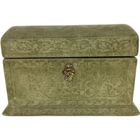 Antique Italian Velvet Sewing or Jewelry Box with Locking Key