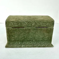 Antique Italian Velvet Sewing or Jewelry Box with Locking Key