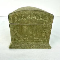 Antique Italian Velvet Sewing or Jewelry Box with Locking Key