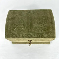 Antique Italian Velvet Sewing or Jewelry Box with Locking Key