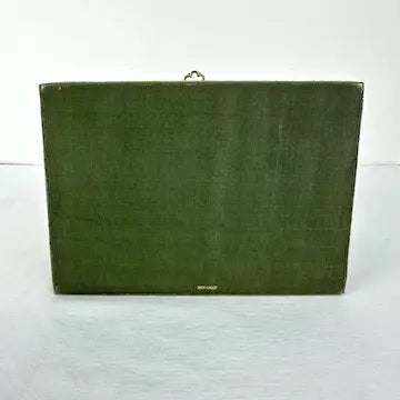 Antique Italian Velvet Sewing or Jewelry Box with Locking Key
