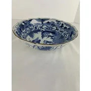 Antique Japanese Blue and White Mill Children serving Bowl