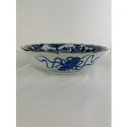 Antique Japanese Blue and White Mill Children serving Bowl