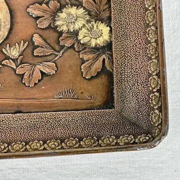 Antique Japanese Meiji Period Spelter Calling Card Tray
