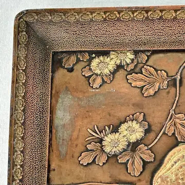 Antique Japanese Meiji Period Spelter Calling Card Tray