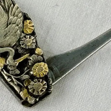 Antique Japanese Mixed Metal Shakudo Button Hook