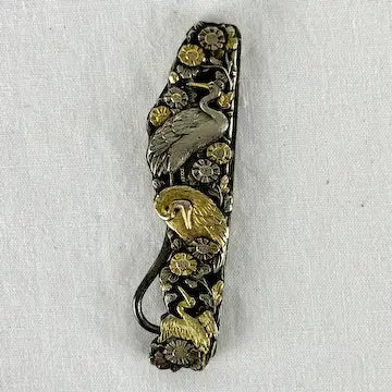 Antique Japanese Mixed Metal Shakudo Button Hook