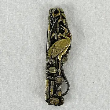 Antique Japanese Mixed Metal Shakudo Button Hook