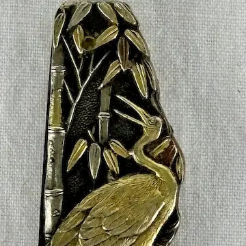 Antique Japanese Mixed Metal Shakudo Button Hook