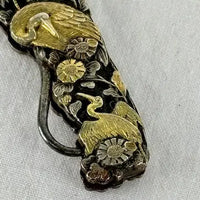Antique Japanese Mixed Metal Shakudo Button Hook