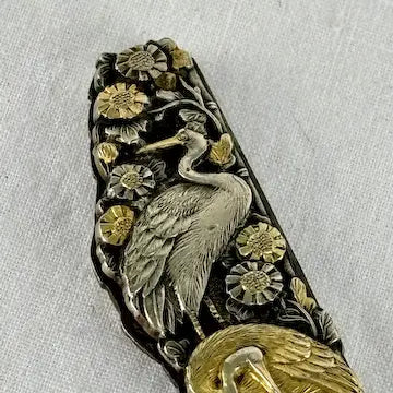 Antique Japanese Mixed Metal Shakudo Button Hook