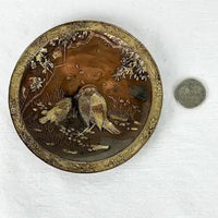 Antique Japanese Spelter Round Calling Card Tray