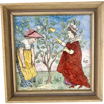 Antique Josiah Wedgewood &Sons Framed Illustrated Nursery Rhyme Ceramic Tile