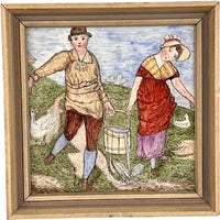 Antique Josiah Wedgewood &Sons Framed Jack & Jill Walter Crane Tile