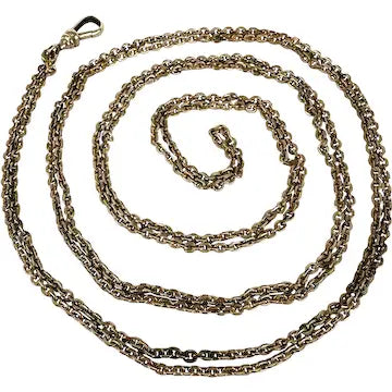 Antique Long Rose Gold Filled Watch Chain Necklace