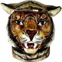Antique Majolica Ceramic Tiger Humidor