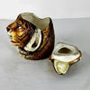 Antique Majolica Ceramic Tiger Humidor