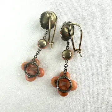 Antique Natural Coral Drop Earrings